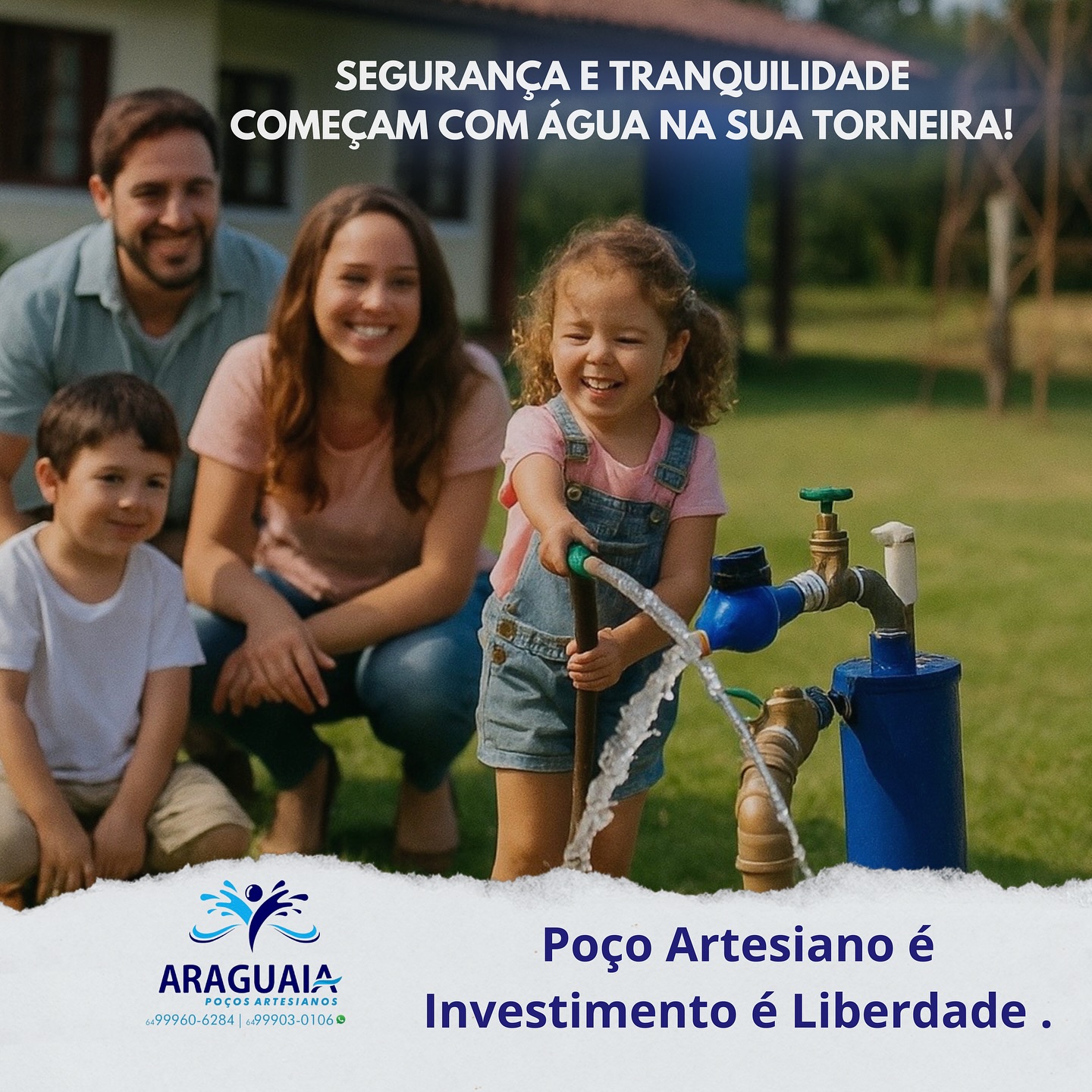 Família com água própria em casa